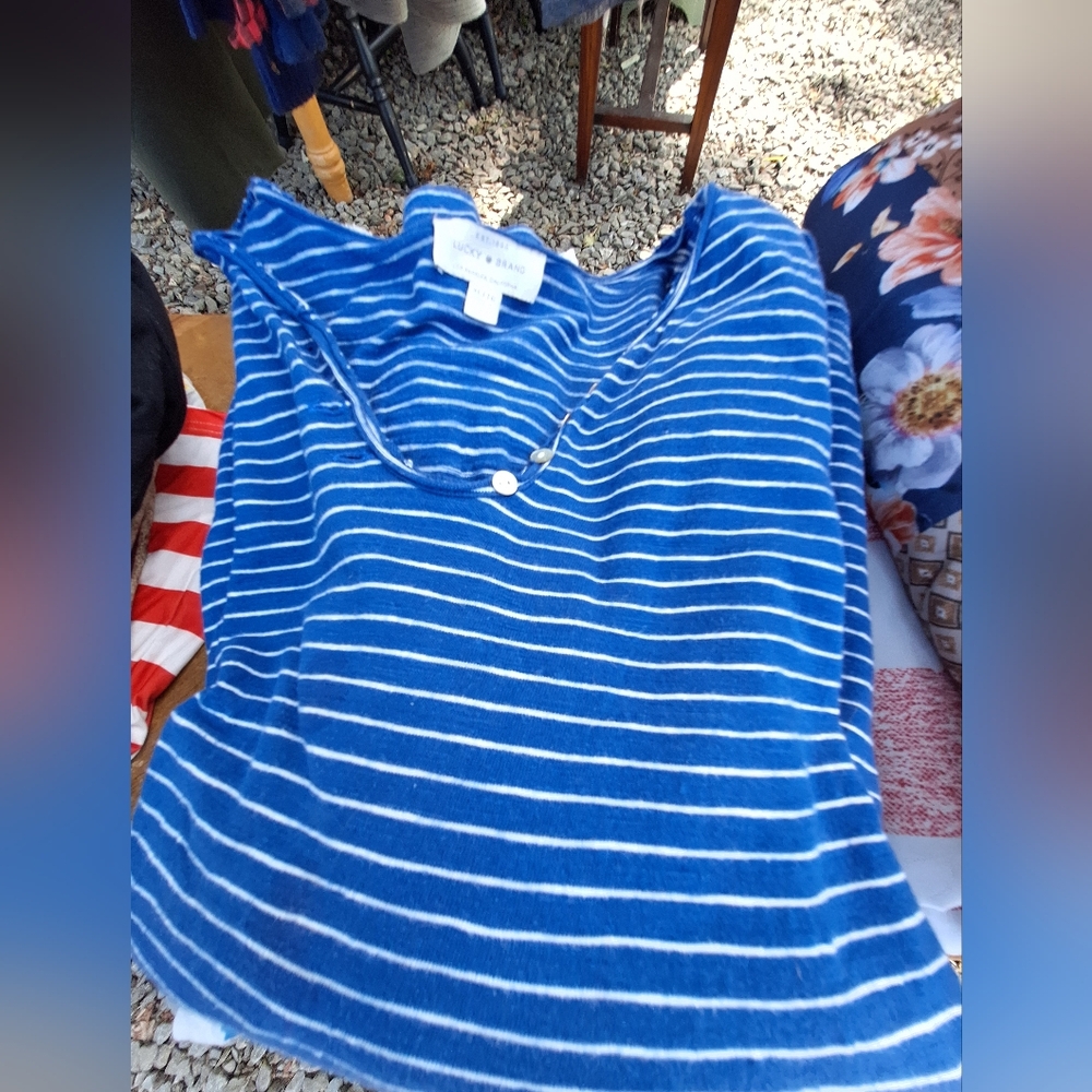 Tommy Hilfiger Vibrant Blue and White Lobg Sleeve Striped Top